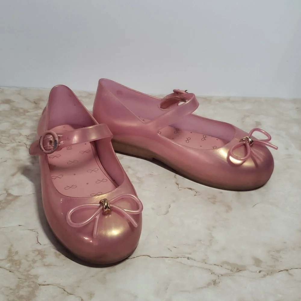 Mini Melissa Pink Mary Jane Flats with Bow Size 11